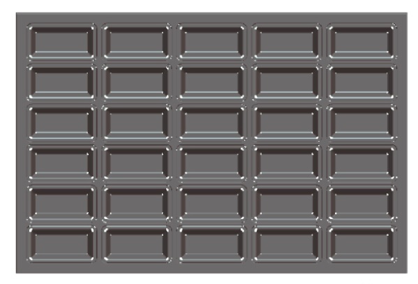 Противень антипр. прямоугольники на 30 шт.