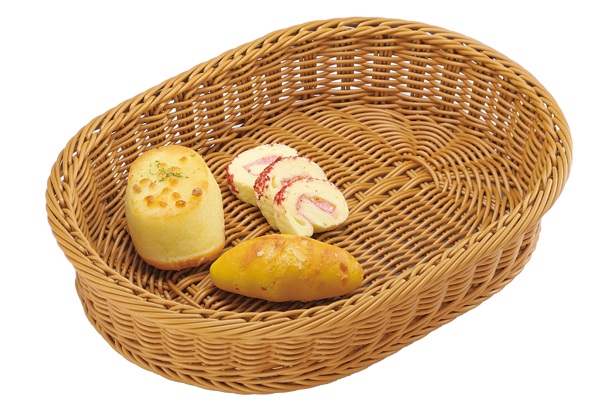 Хлебница плетеная овальная пластиковая 450х340х80мм цвет ясень