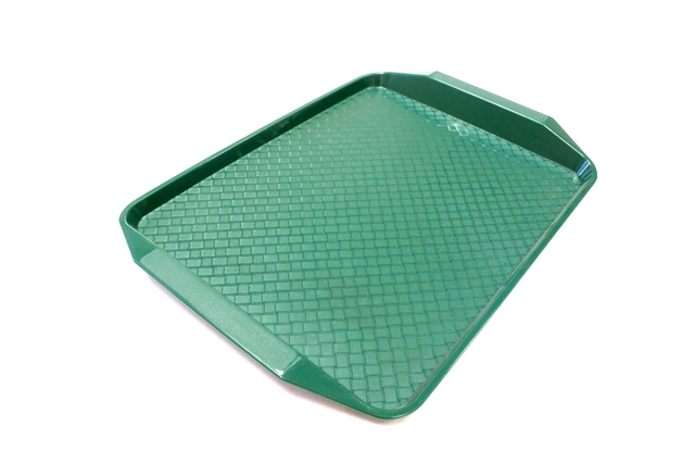 Поднос с ручками пластиковый 300х410мм темно-зеленый