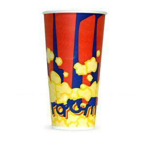 Стакан бумажный для попкорна V-24 0,7л сине-красный (упаковка 50шт.)