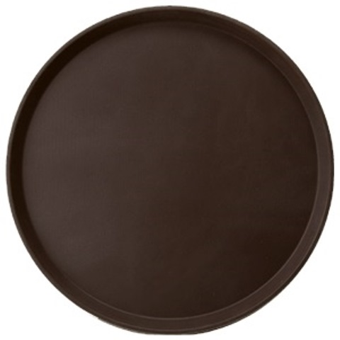 Поднос пластиковый d405мм на резиновой основе коричневый