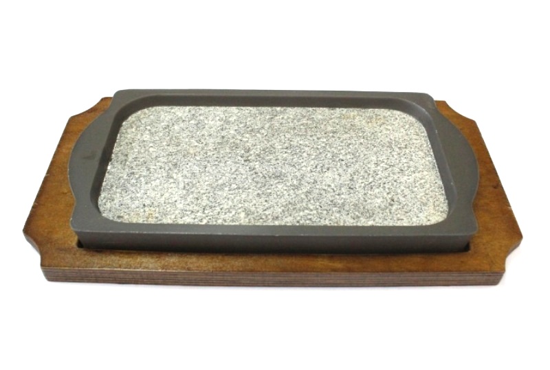 Сковорода чугунная на деревянной подставке 290х170мм