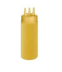 Бутылочка для соуса пластиковая 690мл желтая с 3-мя носиками