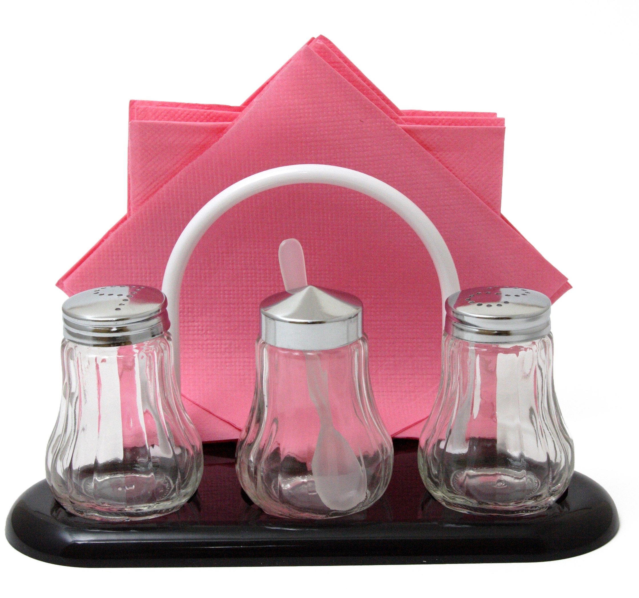 Набор для специй 3 предмета + салфетница стекло/нержавеющая сталь/пластик