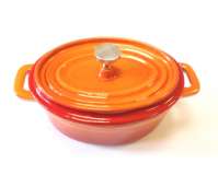 Кастрюля порционная овал 250мл чугун эмалированный на подставке (бук)