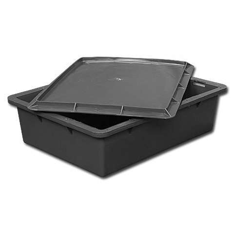 Ящик сырково-творожный черный с крышкой пластиковый 532х400х141мм