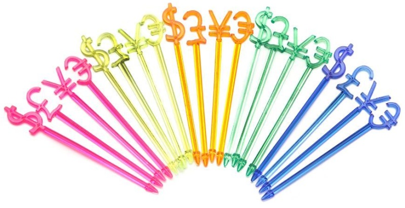 Пики "Валюта" пластик L80мм (упаковка 300шт.)