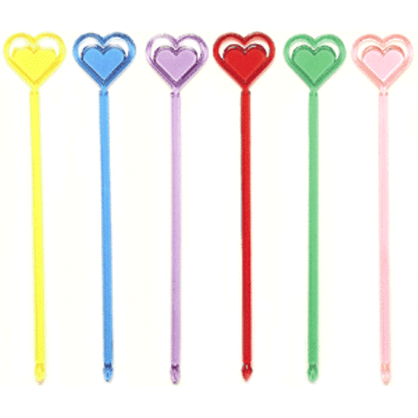 Палочки для коктейлей "Сердечки" пластик L200мм (упаковка 50шт.)
