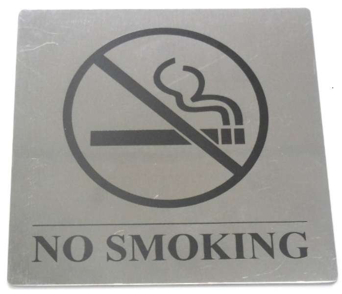 Табличка "No smoking (Не курить)" 125х125мм нержавеющая сталь