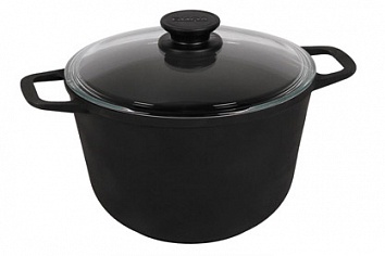 Кастрюля 4л чугун со стеклянной крышкой