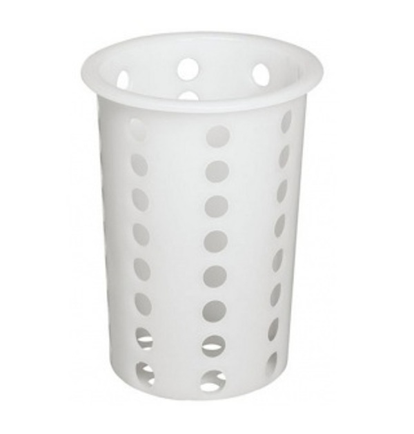 Емкость для столовых приборов d95мм h130мм перфорированная пластик белый