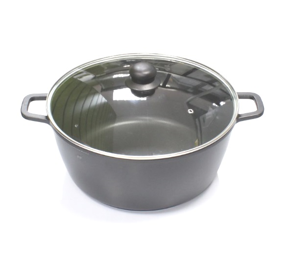 Кастрюля алюминиевая с антипригарным покрытием со стеклянной крышкой 8л