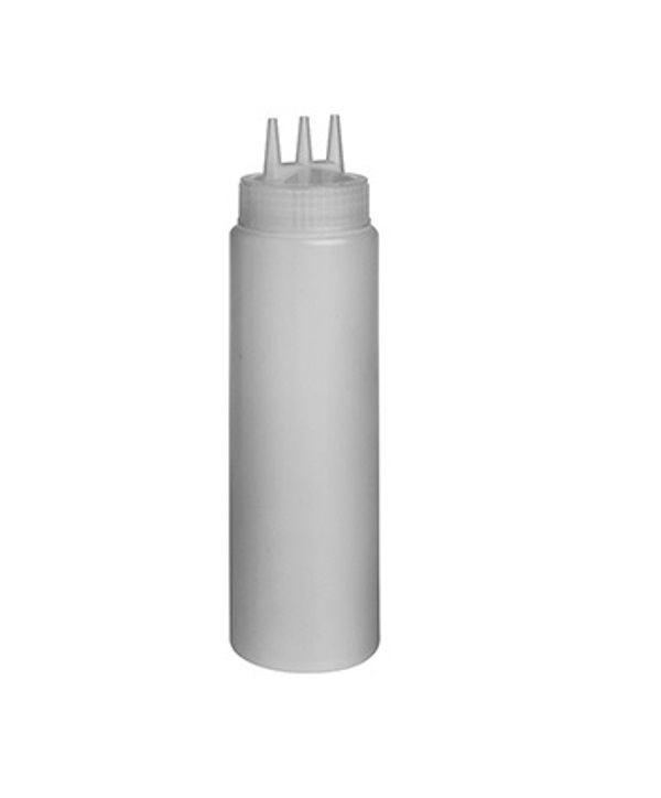 Бутылочка для соуса пластиковая 690мл белая с 3-мя носиками