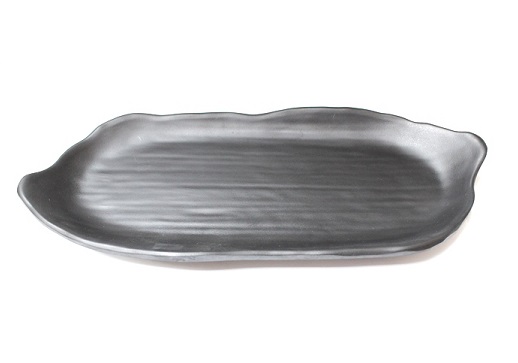 Тарелка овальная меламин 340х142х34 черная "Органик"