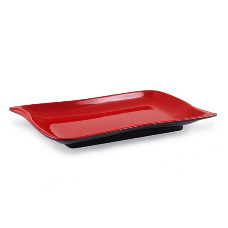 Блюдо меламин 221х158мм красно-черное