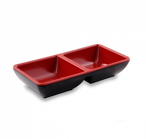 Соусник двойной пласт. 148х72мм красно-черный
