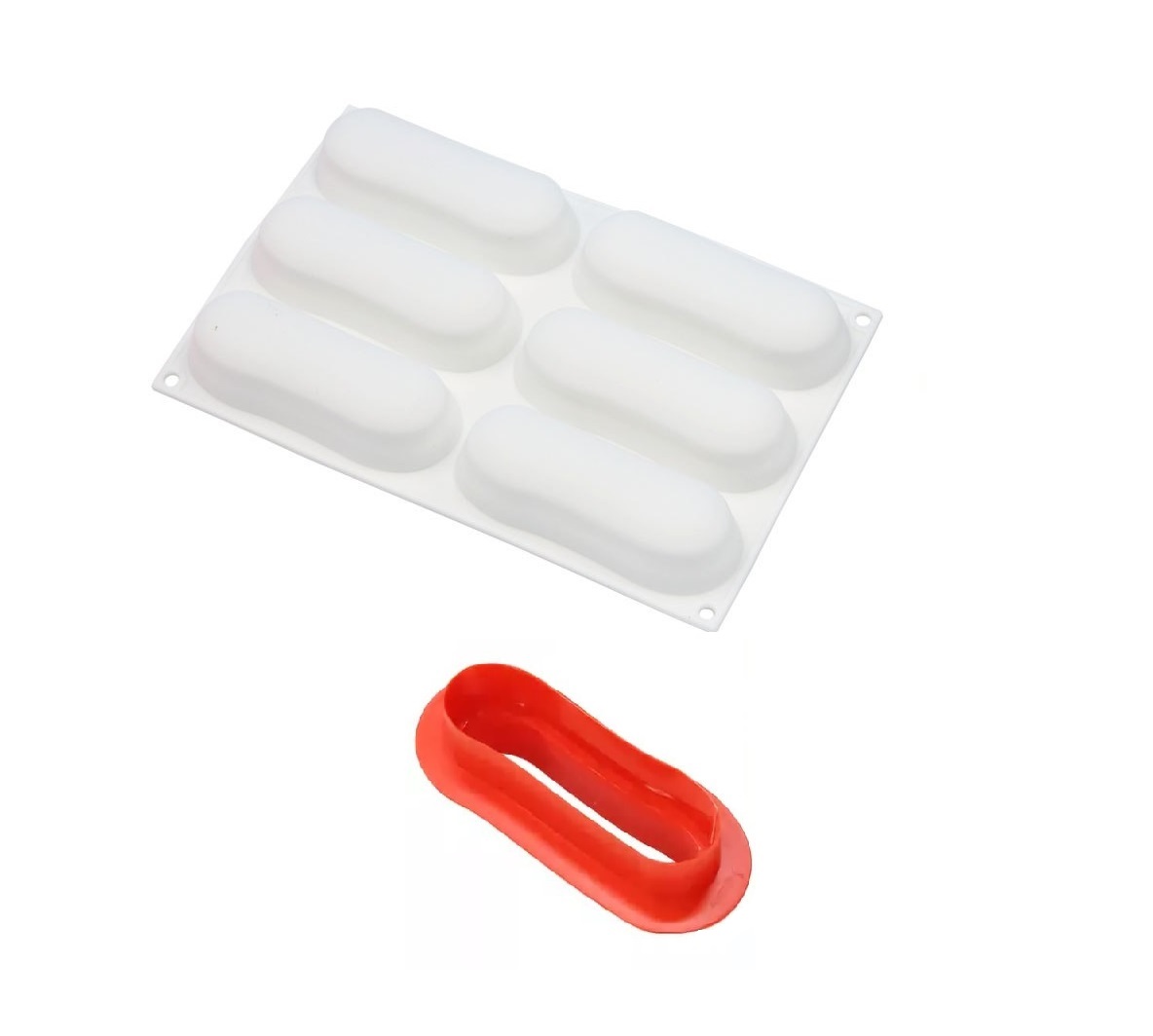 Форма силиконовая Эклер (6шт. 129х40,5мм h35мм) + вырубка