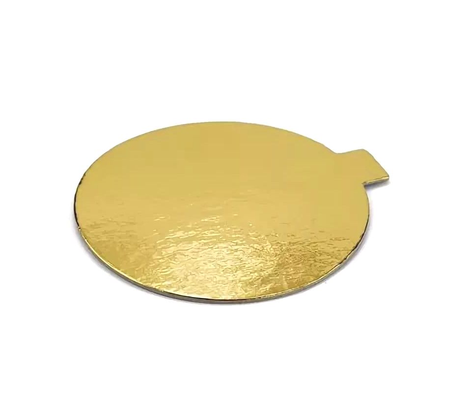 Подложка картонная d100мм (золото) с ручкой