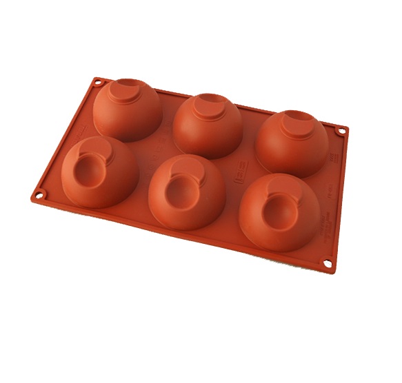 Форма силиконовая Полусфера с выемкой (6шт. d70мм h35мм) 175х300мм