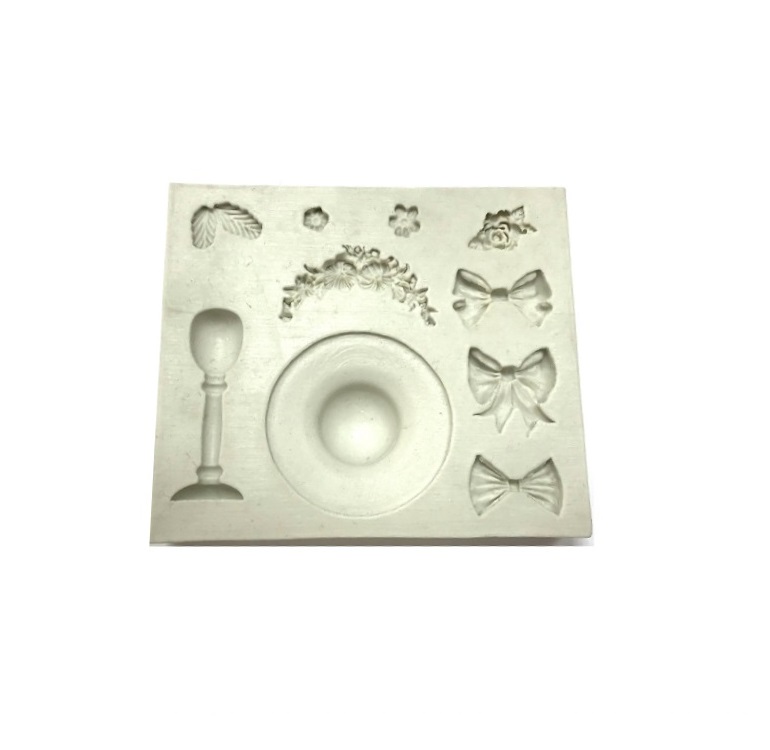 Форма силиконовая "Шляпка, банты, цветы" 100х85мм