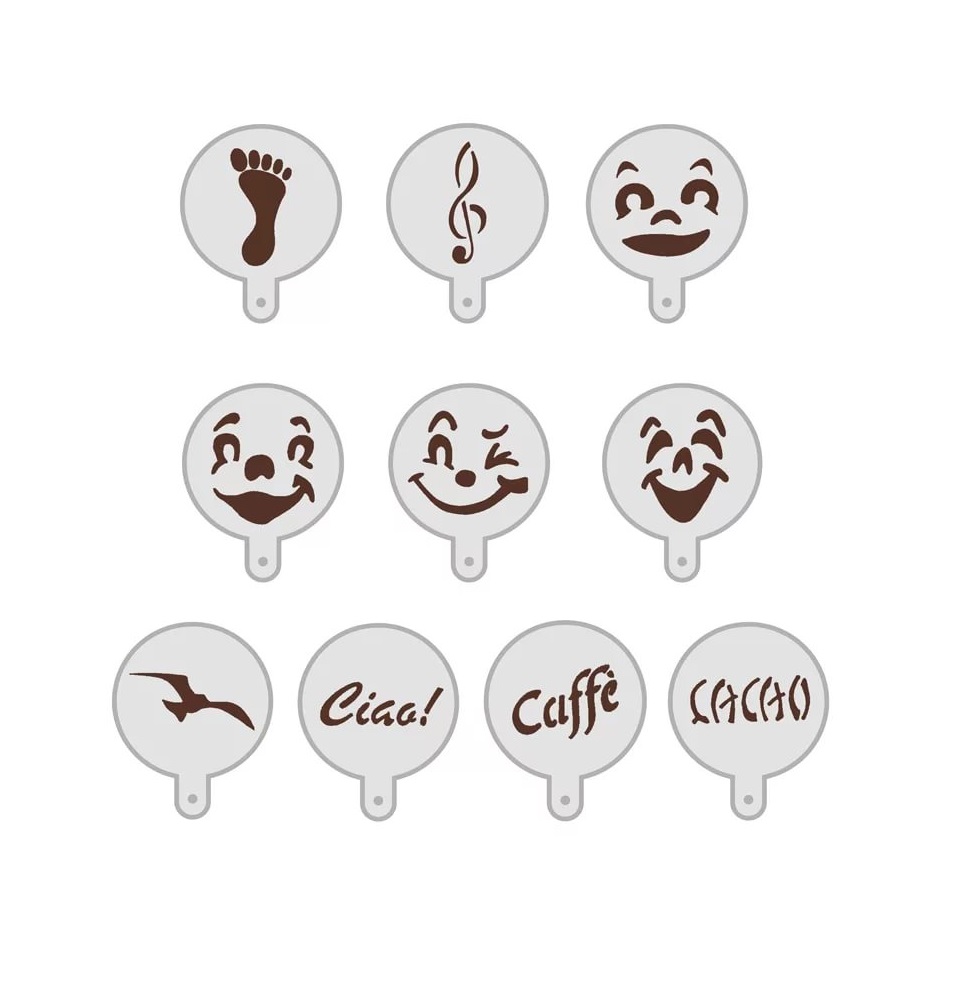 Трафареты для декорирования кофе набор 10шт