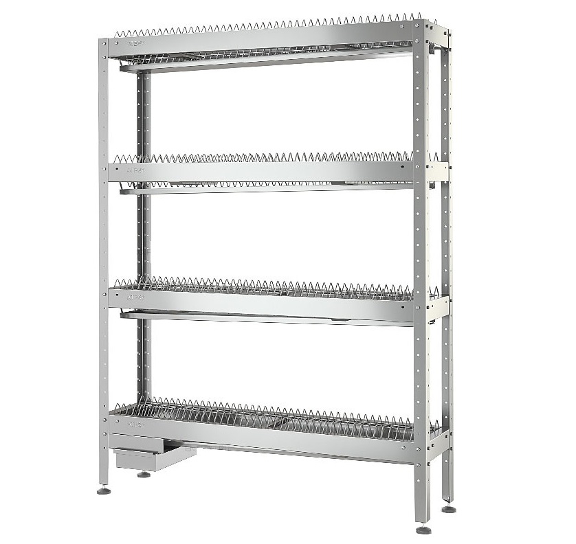 Стеллаж кухонный 1200х300х1650мм на 180 тарелок