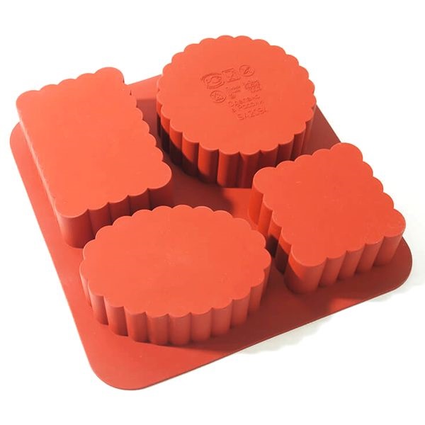 Форма силиконовая Микс Ажурный (4шт. d78мм, 77х54мм) 165х165мм