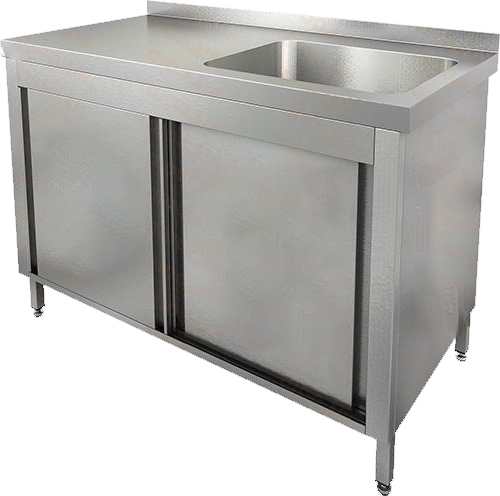 Стол 1100х600х850мм закрытый с ванной, двери купе, с бортом