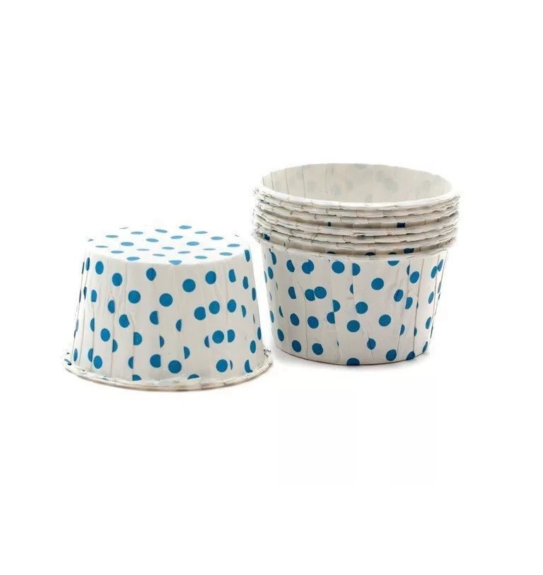 Форма бумажная для капкейков (капсула) "Синий горошек" d70/50мм h40мм (100шт.)