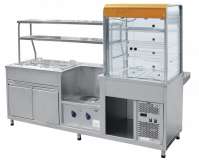 Прилавок-витрина холодильный мармитный универсальный красное золото Abat ПВХМ-70КМУ