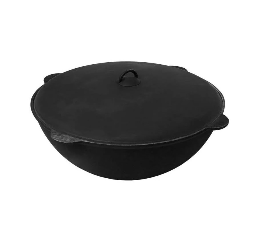 Казан чугунный азиатский с алюм. крышкой 15л