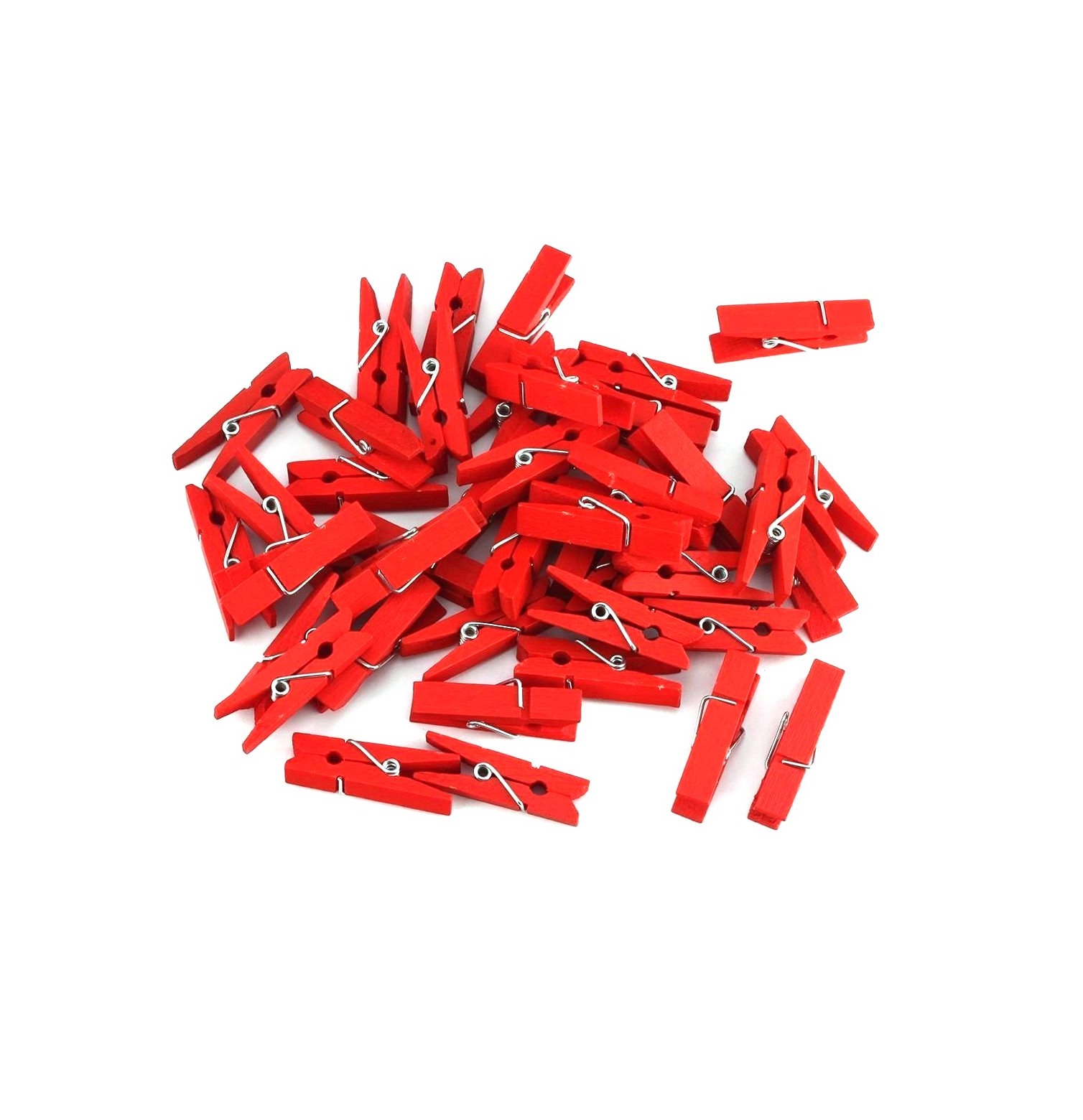 Прищепка-мини деревянная L30мм красная (упаковка 100шт.)