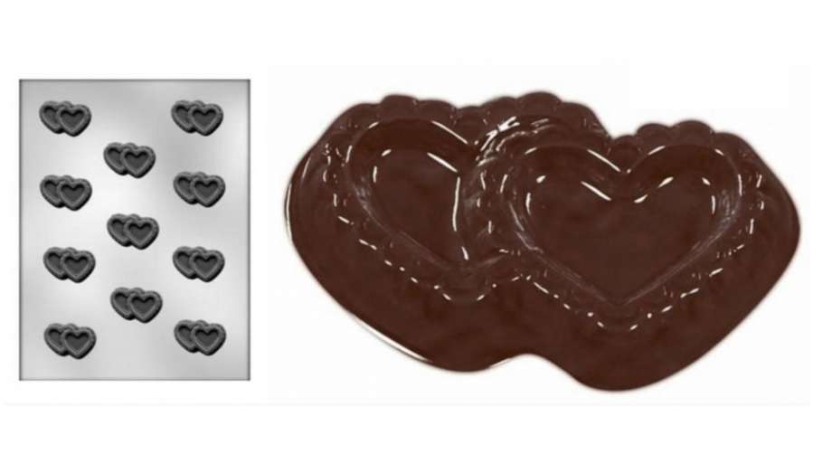 Форма для шоколада Двойные сердца