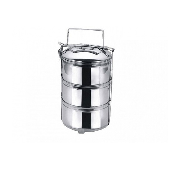 Ланч-бокс нержавеющая сталь 3-х секционный d150мм 3х1,2л