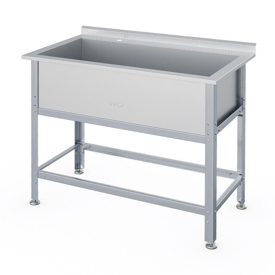 Ванна моечная 1- секционная 1550х850х870мм с бортом