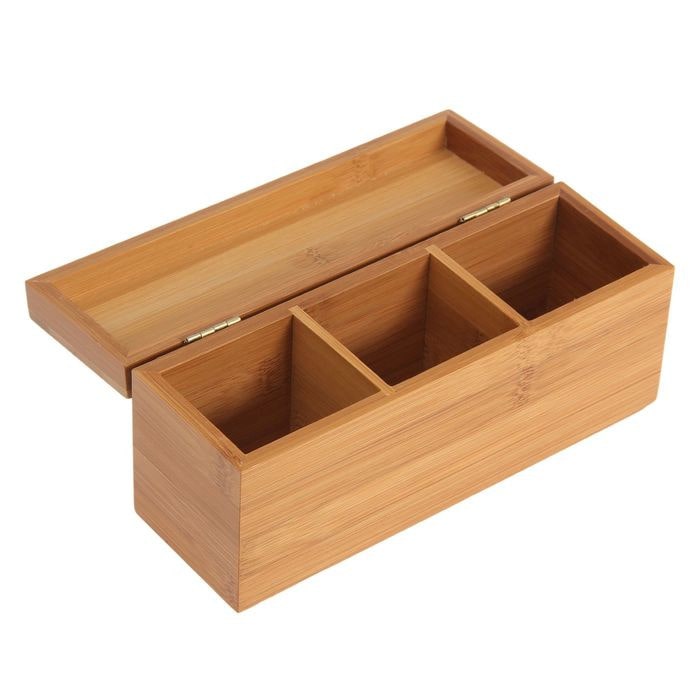 Контейнер для чая 3 секции  21х7х9см бамбук