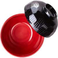 Мисосупница с крышкой пласт. красно-черная  320мл  d105мм