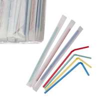 Трубочки со сгибом L210мм d5мм разноцветные пластик в индивидуальной упаковке (упаковка 250шт.)