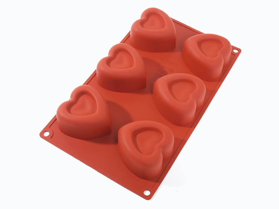 Форма силиконовая сердце (6шт. 68х72х38мм) 295х175мм