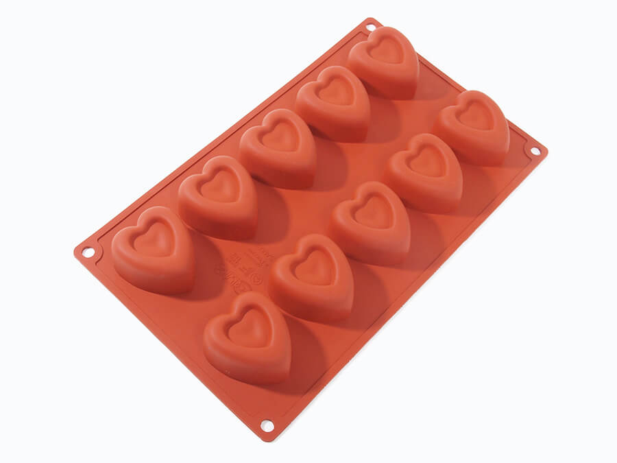 Форма силиконовая сердце 10шт. 295х175мм