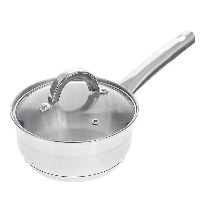 Сотейник 1,5л нержавеющая сталь со стеклянной крышкой индукция