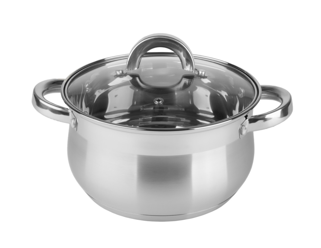 Кастрюля 2,1л нерж.сталь стекл. крышка