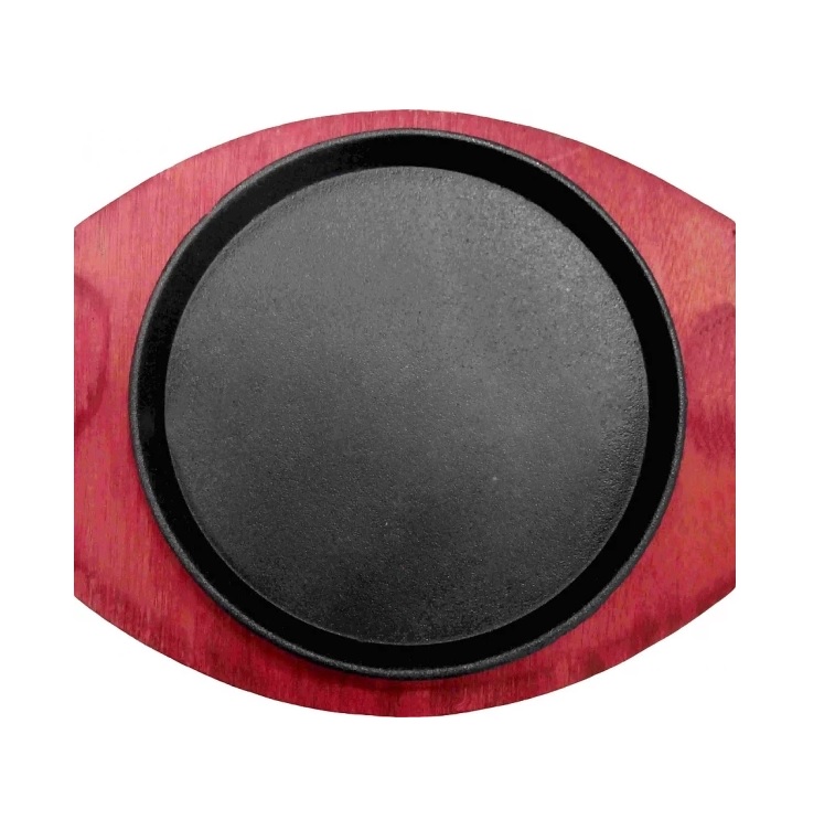 Сковорода чугунная 205мм на деревянной подставке