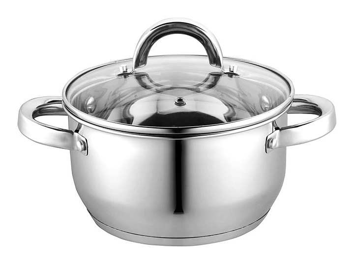 Кастрюля 2,6л нерж.сталь стекл. крышка