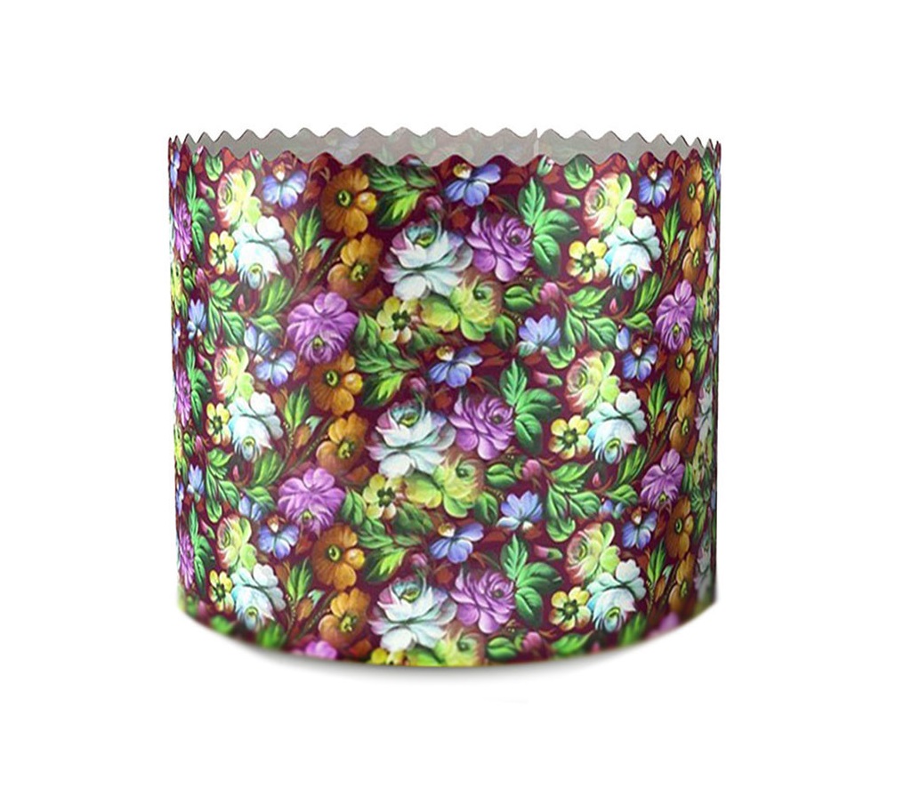 Форма бумажная "Кулич" пасхальный Цветы 200г (упаковка 100шт.)