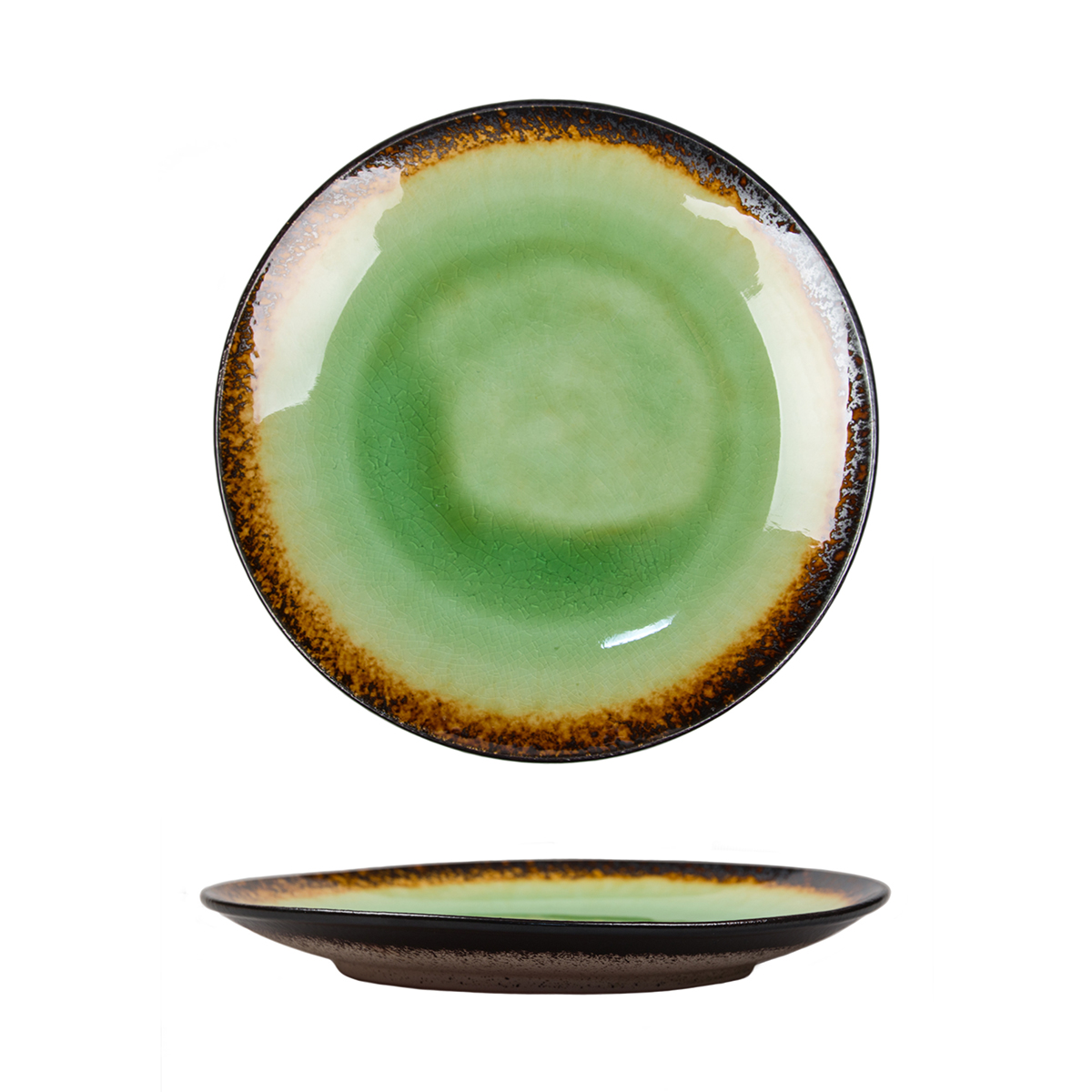 Тарелка d200мм каменная керамика "Spider Silk-Green