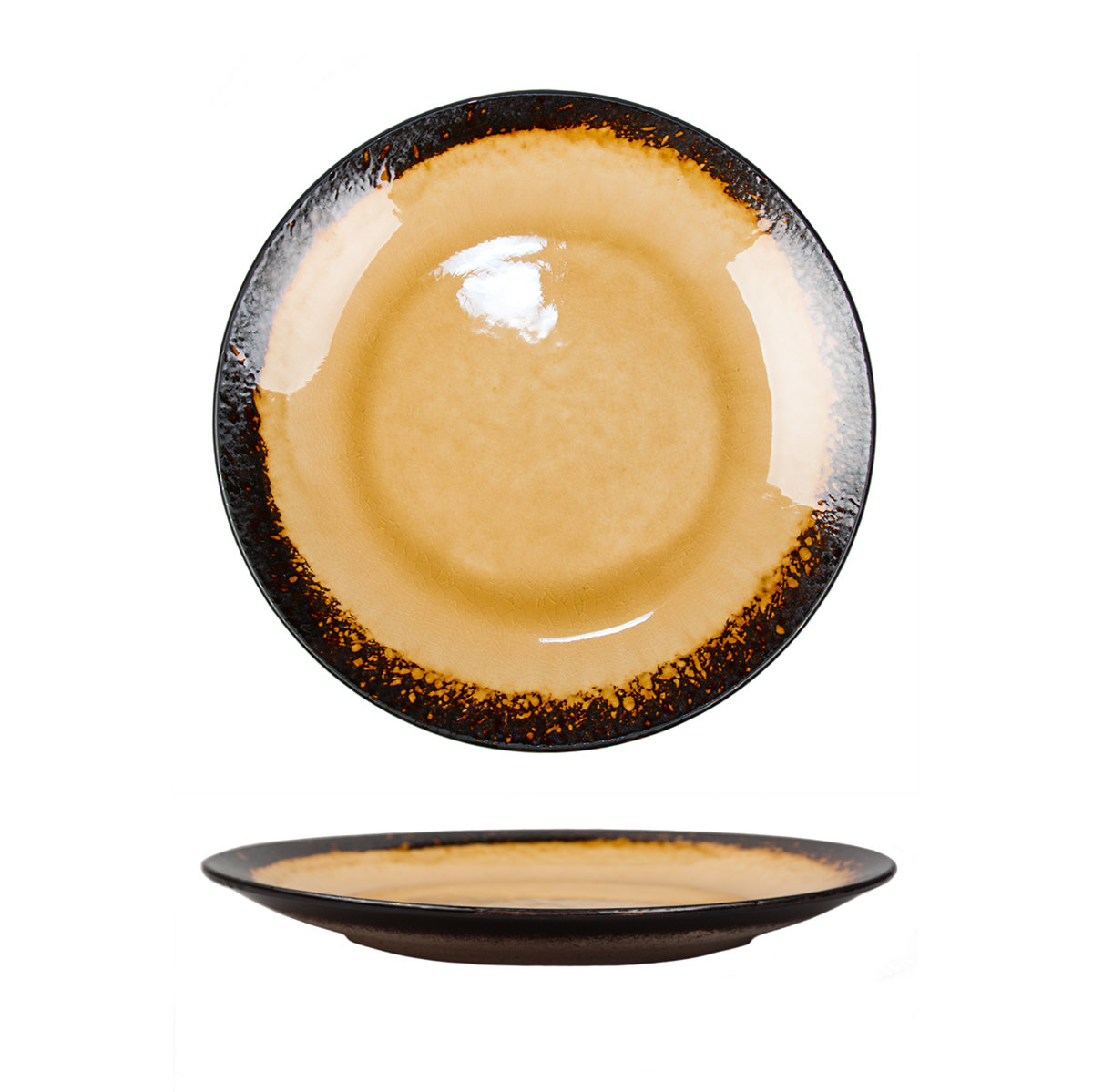 Тарелка d270мм каменная керамика "Spider Silk-Yellow"