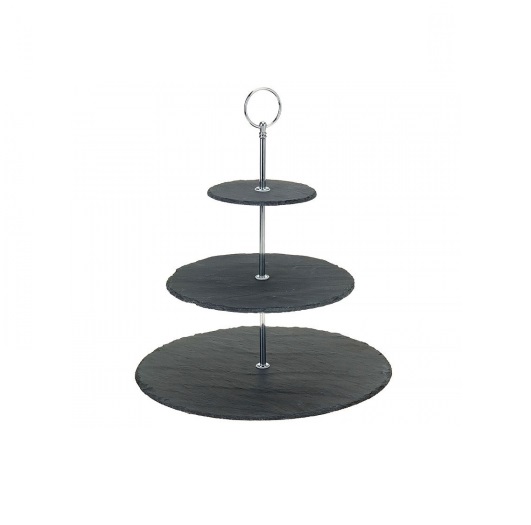 Этажерка 3-х ярусная d200/250/300мм сланец