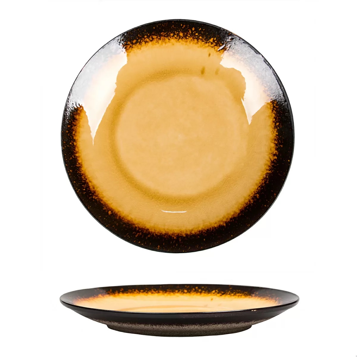 Тарелка d230мм каменная керамика "Spider Silk-Yellow"