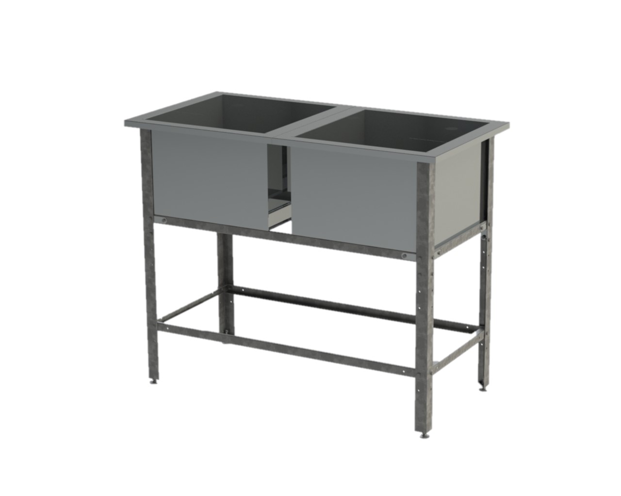 Ванна моечная 2-х секционная 1210х630х870мм AISI 430